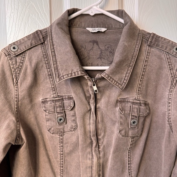 Fox Classic Racing Jean Jacket crop Frosty Taupe Medium two way zip - Picture 3 of 16
